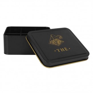 Кутия за чай Black and Gold метална 