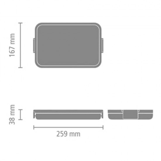 Кутия за храна Brabantia Make&Take 1100 мл Dark Grey плоска