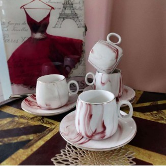 Сервиз за кафе Red Marble, 12 части