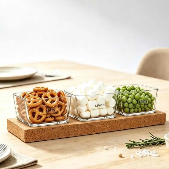 Комплект стъклени купички на поставка Natural Serve 4 части