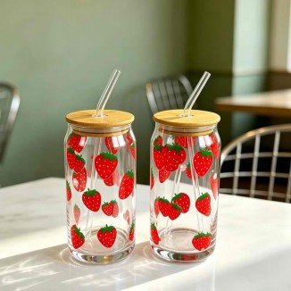 Комплект стъклени чаши със сламка Sweet Berry 500 мл 2 бр