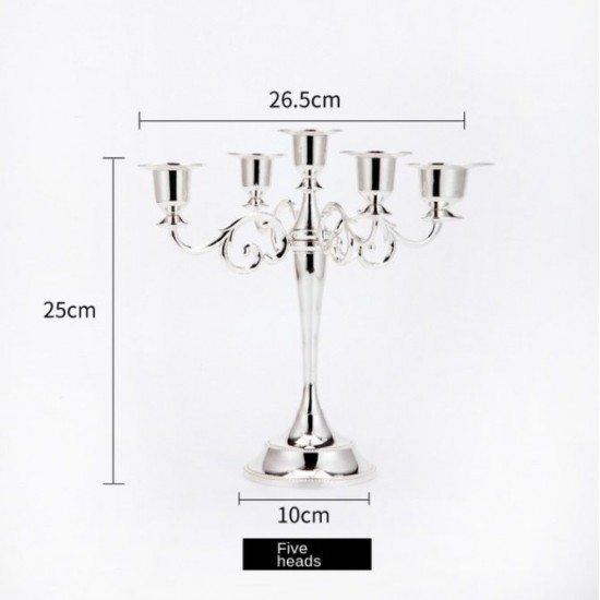 Метален свещник за 5 свещи , Silver Elegant