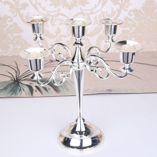 Метален свещник за 5 свещи , Silver Elegant