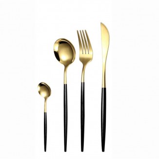Прибори за хранене Morello Royal Gold & Black Glossy 24 части дървена кутия