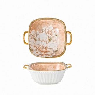 Дълбока квадратна купа с дръжки Camellia 20.5 см