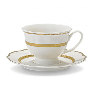 Луксозен порцеланов сервиз за чай Elegant Gold 12 части