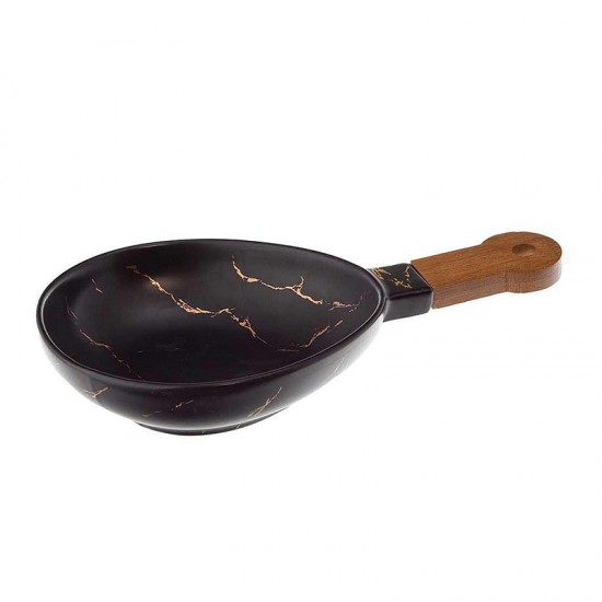 Порцеланова купа BLACK MARBLE с бамбукова дръжка