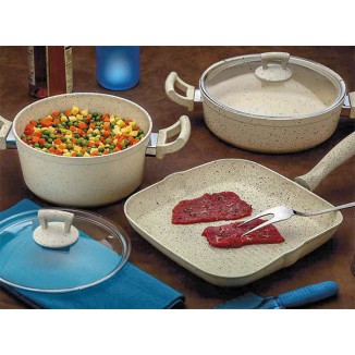 Грил тиган Granite, 28 см, крем, Hascevher Турция