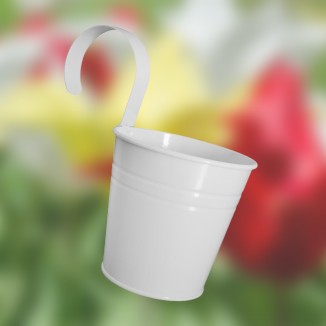Метална кофичка с дръжка, 12 см, бяла, FERONYA