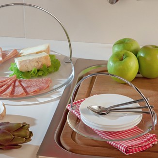 Стъклено плато с метална дръжка BANQUET, 33 см, VIDIVI Италия