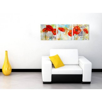 Картина пано "Рисувани макове", 3 бр. 40 * 40 см